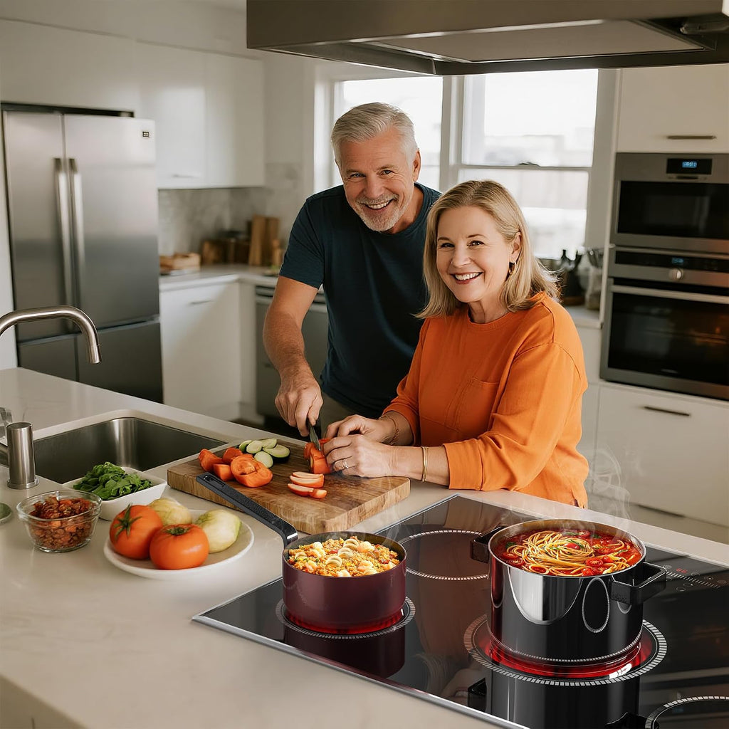 30 Inch Electric Cooktop, 5 Burner Electric Stove Top 6900W, 30' Built-In Ceramic Countertop with Metal Frame, Child Lock, Timer, Slide Control, 220-240V Hardwired (No Plug)