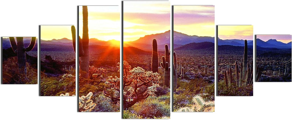 Startonight Huge Canvas Wall Art - Arizona Landscape In Sunrise Large Framed Set of 7 40' x 95'