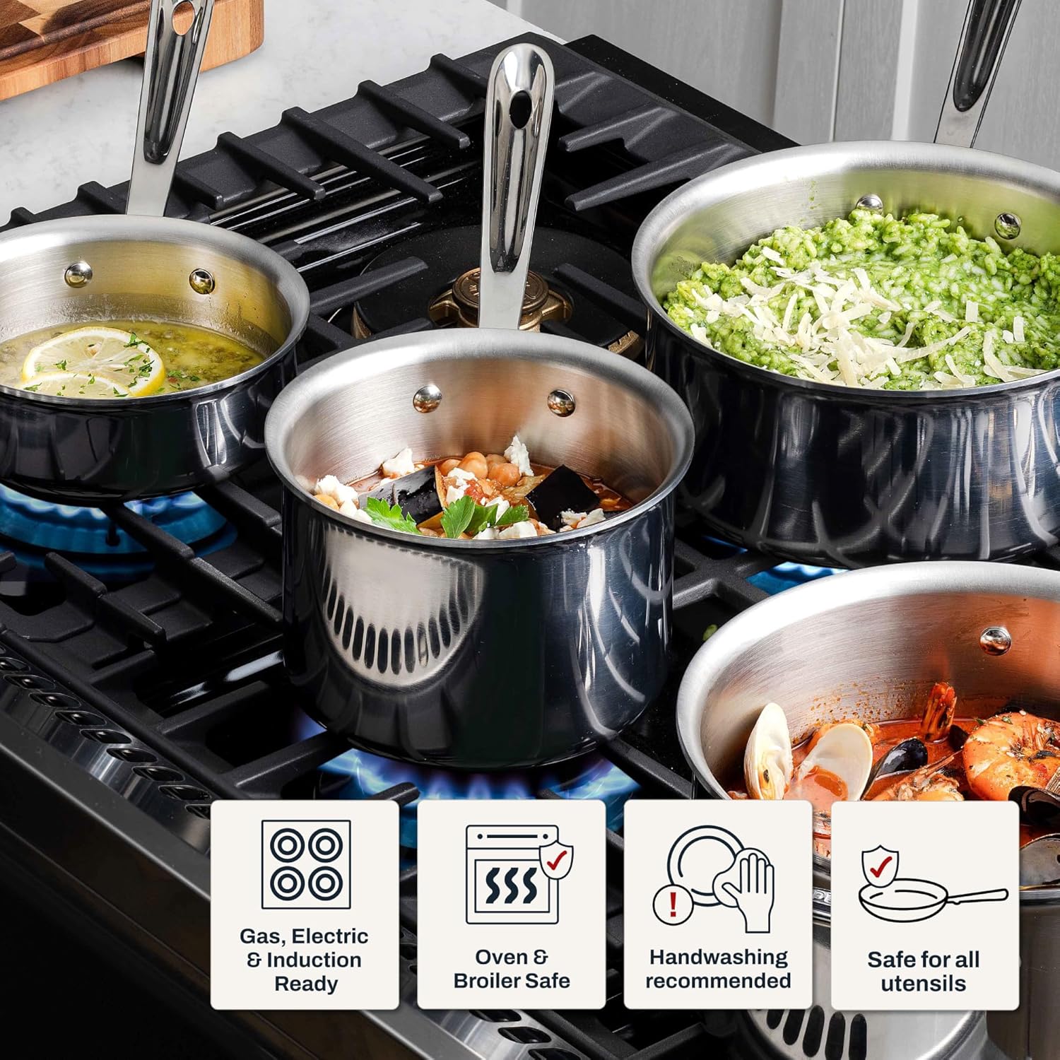 All-Clad D3® Stainless Steel 1.5 Quart Sauce Pan With Lid- Made in the USA- The Original Bonded Professional Cookware- Oven Safe & Induction Compatible