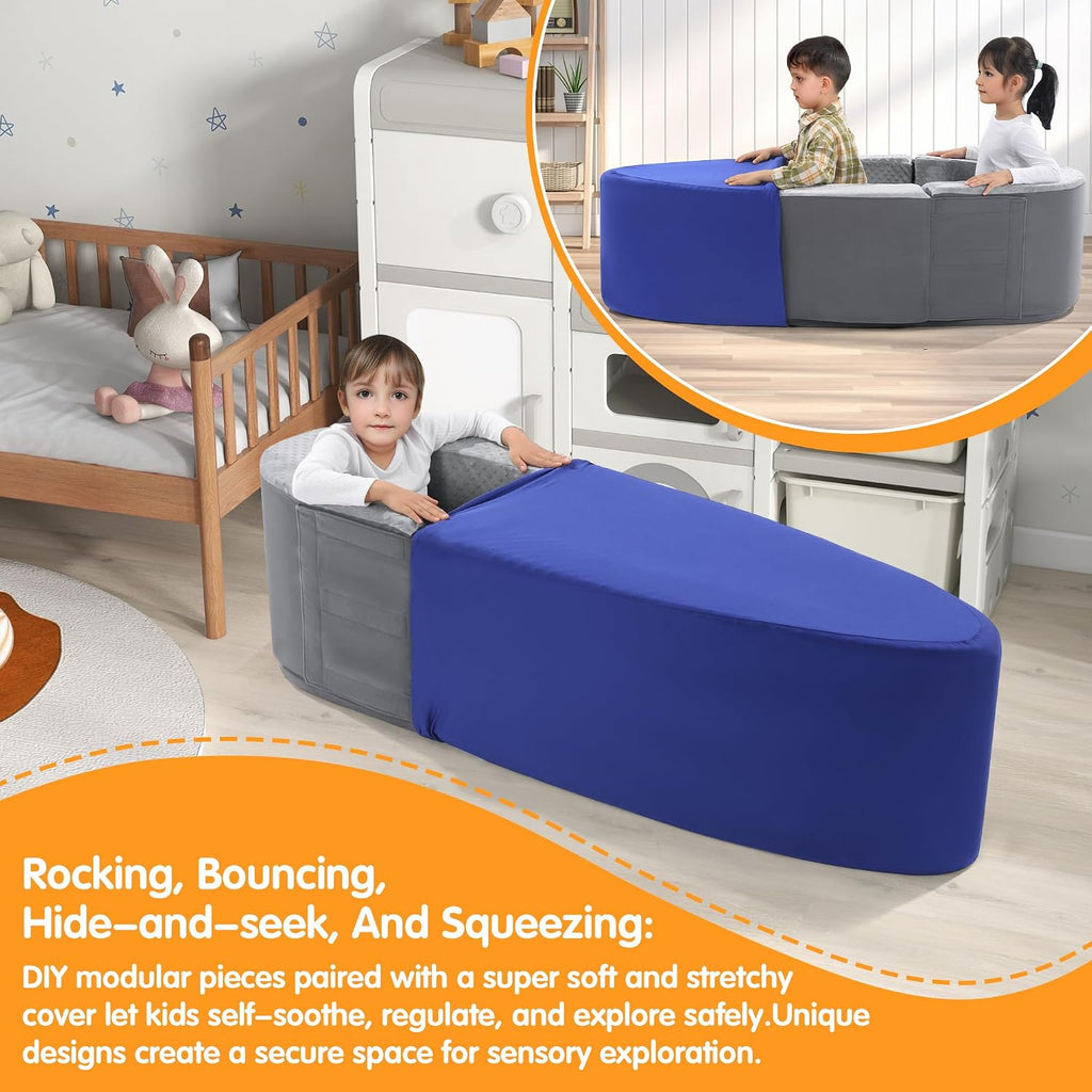 BALAPET Large Sensory Chair for Kids, High-Density Foam Sensory Soft Peapod with Extra Cover, Multifunctional Peapod Sensory Chair for Kids Children