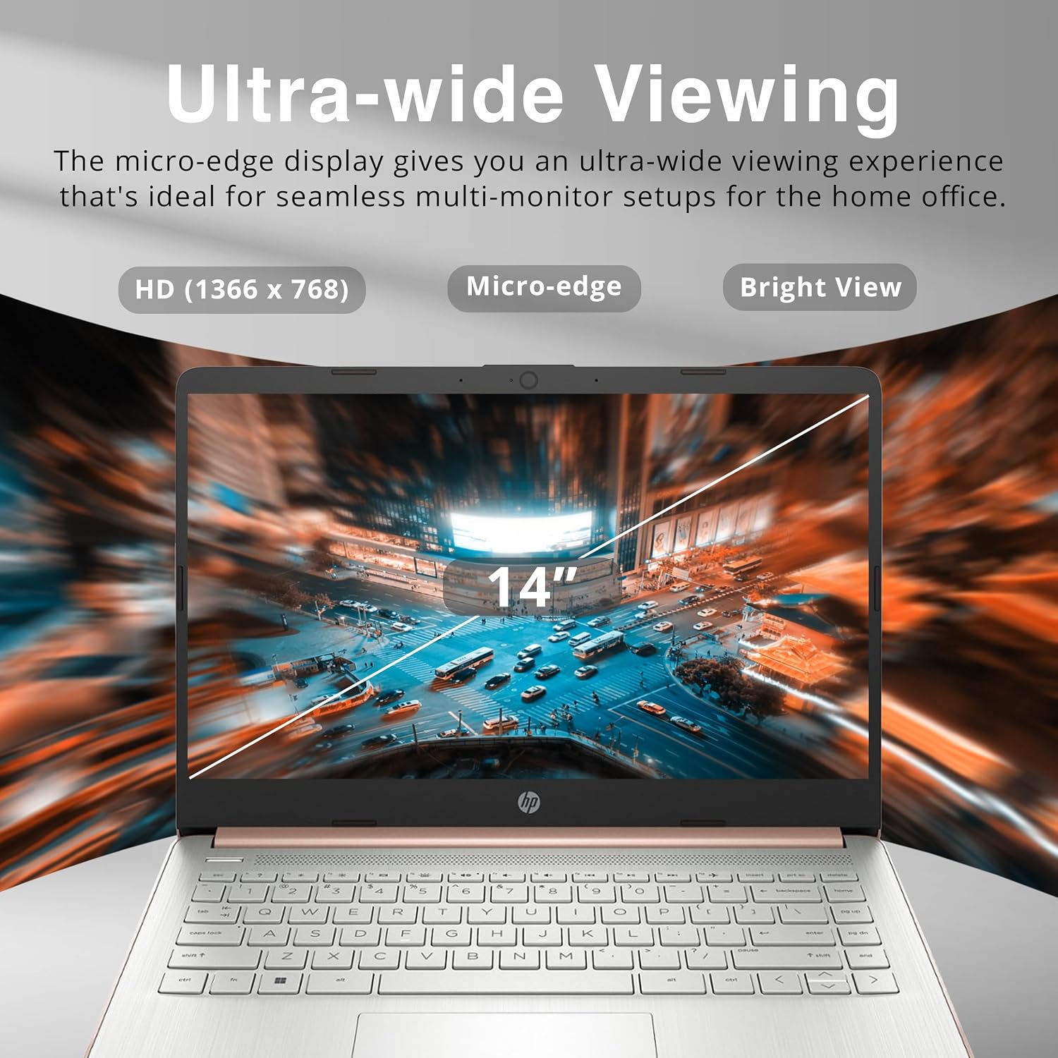 HP Stream 14' HD BrightView Laptop, Intel Celeron N4120 Processor, 16GB RAM, 64GB SSD, Intel UHD Graphics, 720p Webcam, WiFi, HDMI, Win 11 S, Gold (Renewed)
