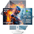 CRUA 27'' 4K Gaming Monitor, UHD 160Hz / FHD 320Hz Dual Mode IPS White Computer Monitors, Rotating/Pivot & Height-Adjustable, AMD FreeSync, Built-in Speakers, PIP/PBP, HDMI 2.1 & DP 1.4