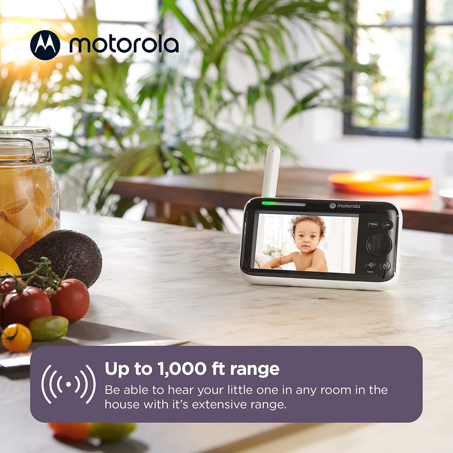 Motorola Nursery WiFi Video Baby Monitor with Camera and Audio, 5' Screen, HD PIP1510 Connect, 1000ft Range, Wall Mount, 2-Way Audio, Lullabies, Temperature Sensor, Zoom, Tilt