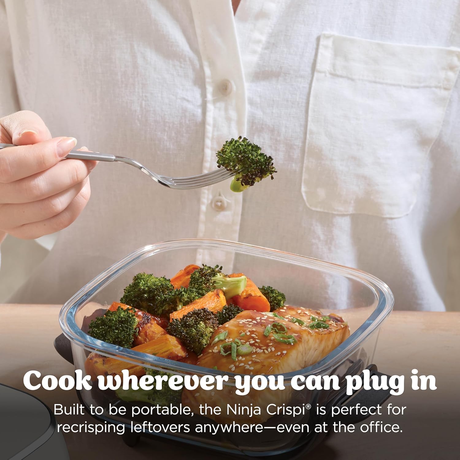 Ninja Crispi 4-in-1 Glass Air Fryer | With Non-Toxic 4QT & 6-Cup Glass Containers & Lids | Microwave, Freezer, Dishwasher Safe | 450°F Max Temp |1500 Watt | Stone | FN101ST