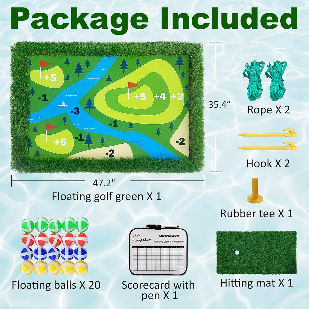 Cupohus Giant Size Stable Floating Golf Green for Pool-47'x 35' Floating Chipping Green Practice Mat, Adult Fun Backyard Water Golf Game Gift, Support Training Competition for 4 Golfers (Hard Model)