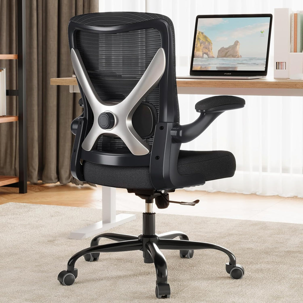 Ergonomic Office Chair - X-Shaped Computer Desk Chairs Comfy, Mesh High-Back Gaming Chair with Adjustable Lumbar Support, Executive Task Chair for Adults, Comfortable for Long Hours, Black, Pack of 5