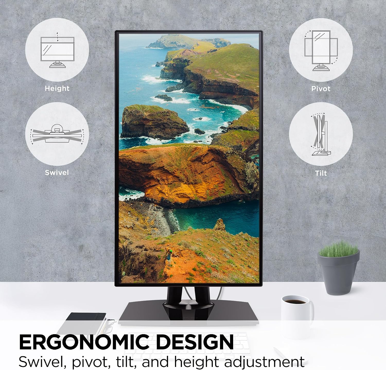 ViewSonic VP2456A 24 Inch 1080p ColorPro Monitor, IPS with 100% sRGB and Pantone Validated for Professional Graphic Design, Advanced Ergonomics, 120Hz, 90W USB-C, HDMI, and DisplayPort Inputs