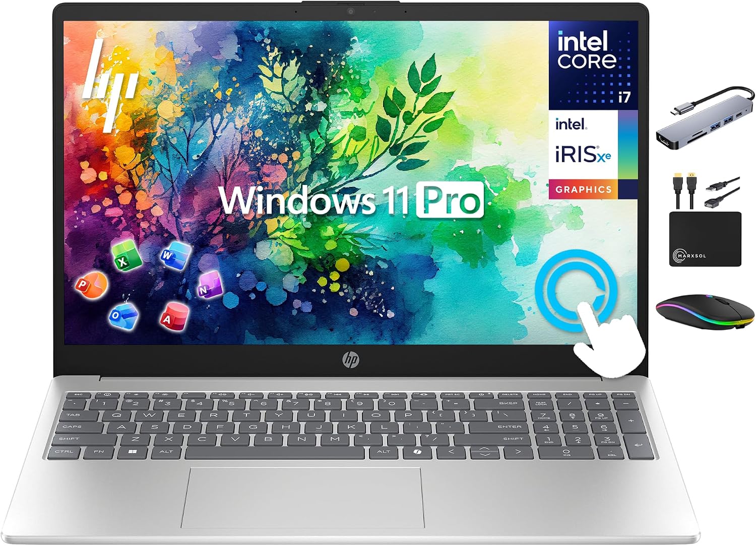 HP Ultra Performance Touchscreen Laptop 2025-2026 Business, Al Copilot, 10-Core Intel Core i7-1355U, 15.6' FHD, 32GB RAM, 1TB Storage (512GB SSD+500GB Ext), MarxsolAdd-on, Win 11 Pro, Lifetime Office