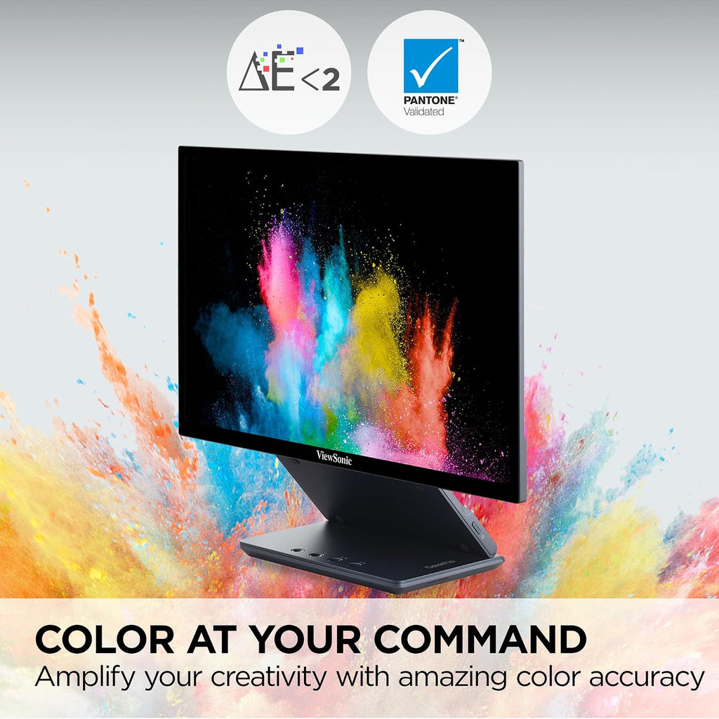 ViewSonic VP1656 15.6 Inch 1200p ColorPro Monitor, IPS Display with Pantone Validated Color Accuracy for Immersive Second Screen Productivity, Advanced Ergonomics, 40W USB-C, and Micro HDMI Inputs