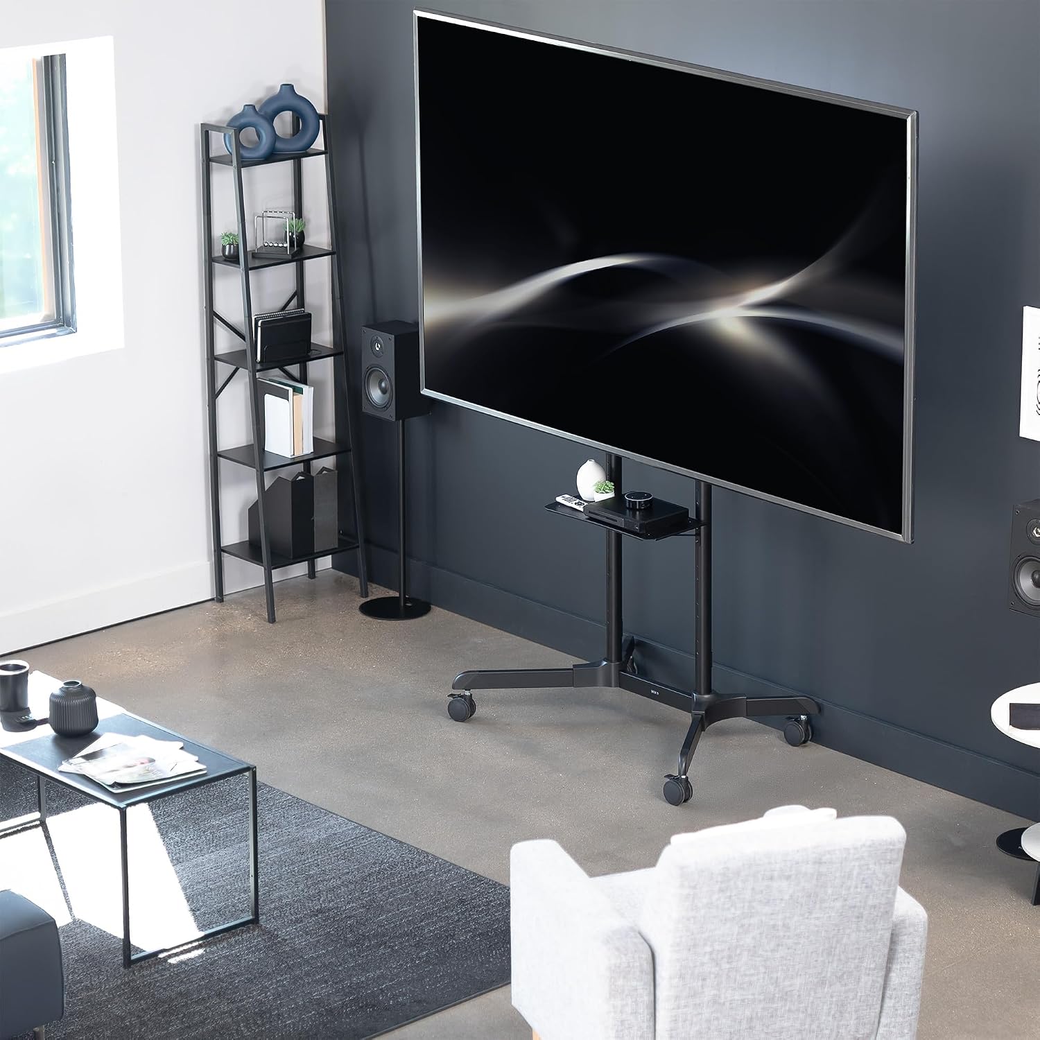VIVO Mobile TV Cart for 55 to 100 inch Screens up to 165 lbs, LCD LED OLED 4K Smart Flat and Curved Panels, Rolling Stand with Laptop DVD Shelf, Locking Wheels, Max VESA 800x600, Black, STAND-TV100E