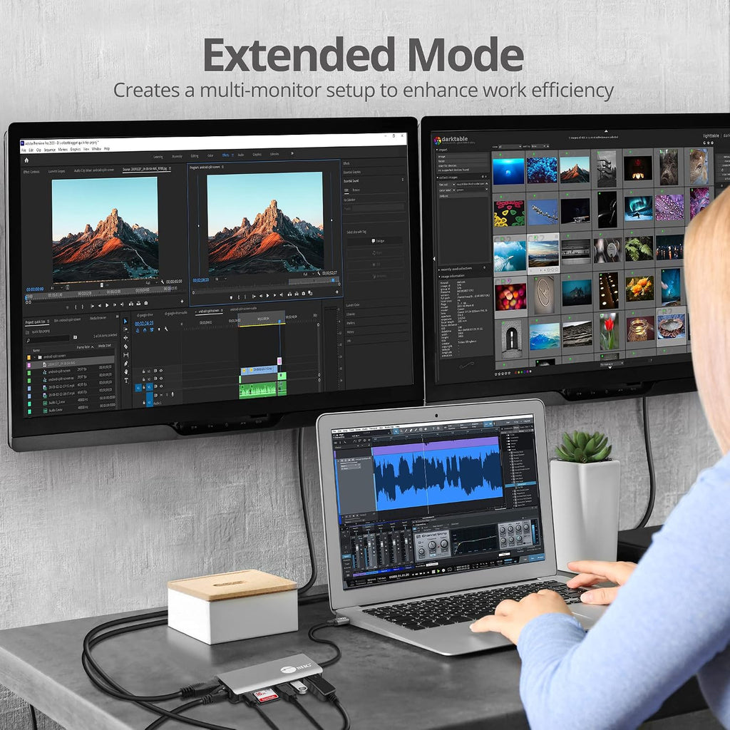 SIIG USB-C MST Hub with 4K@30Hz HDMI or DisplayPort, 1080p Dual Display, 100W Power Delivery Charging, 1 Gbps Ethernet, USB-C and 2X USB 3.1 Gen1 Type-A Data Ports, SD Card Slot (JU-DK0F11-S1)