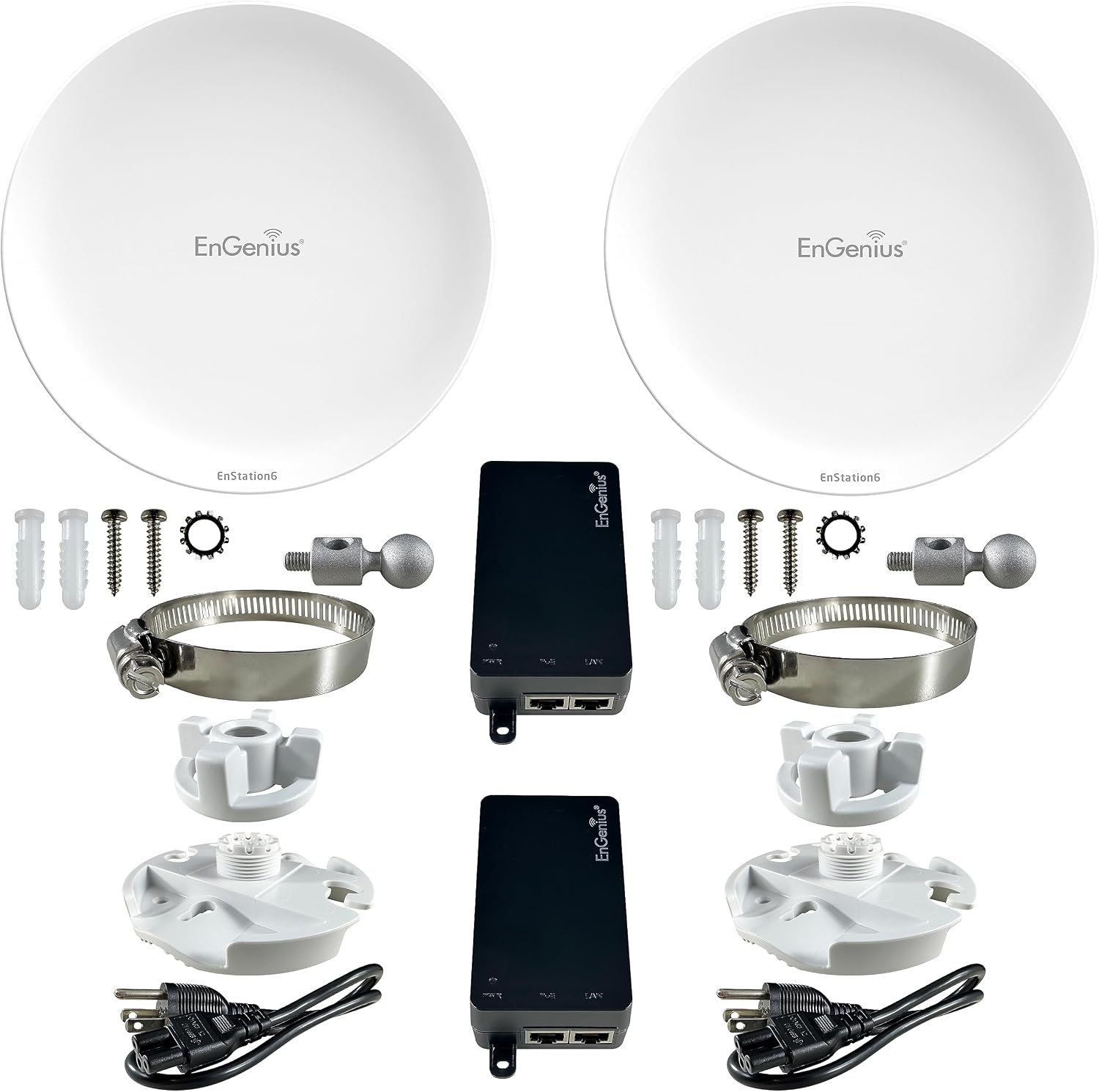 EnGenius Wi-Fi 6 (802.11ax) 5GHz 1,200 Mbps, 2x2 Outdoor Wireless Bridge, 26 dBm, high gain 19 dBi Directional Antenna, IP-55 housing, up to 6 Miles Point-to-Point [EnStation6 KIT]
