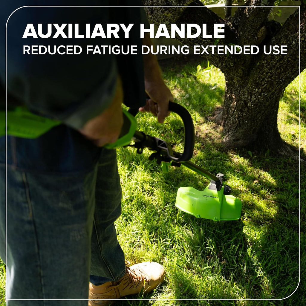 Greenworks 48V (24V x 2) 16' Brushless String Trimmer, 0.095' Dual Line, Quick Load, Bump Feed, (2) 4.0Ah Batteries, 100W Type-C Charger, Attachment Capable, 3-Year Warranty