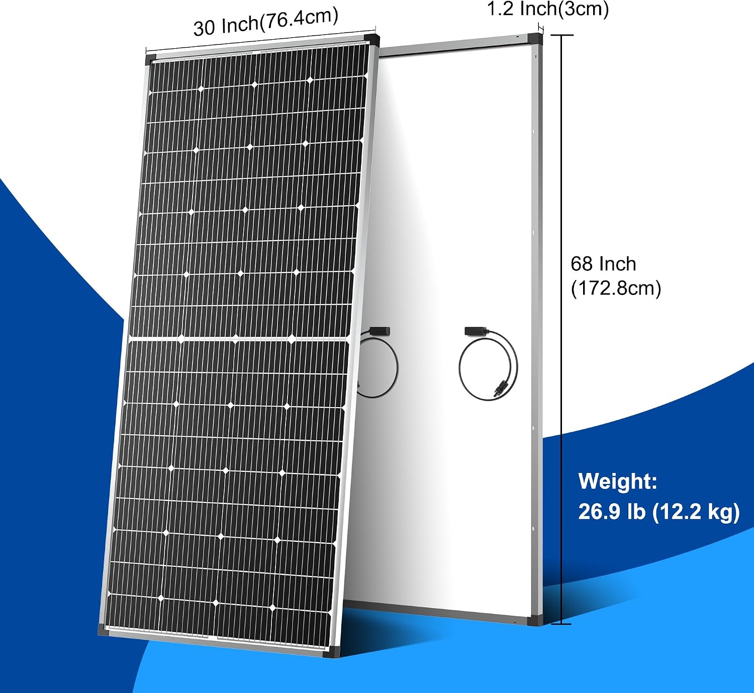Solar Panel 250W 12 Volt 10BB Cell,Monocrystalline High-Efficiency 250 Watt 12V PV Module Power Charger for RV Caravan Marine Camper Rooftop Farm Battery and Other Off-Grid Applications