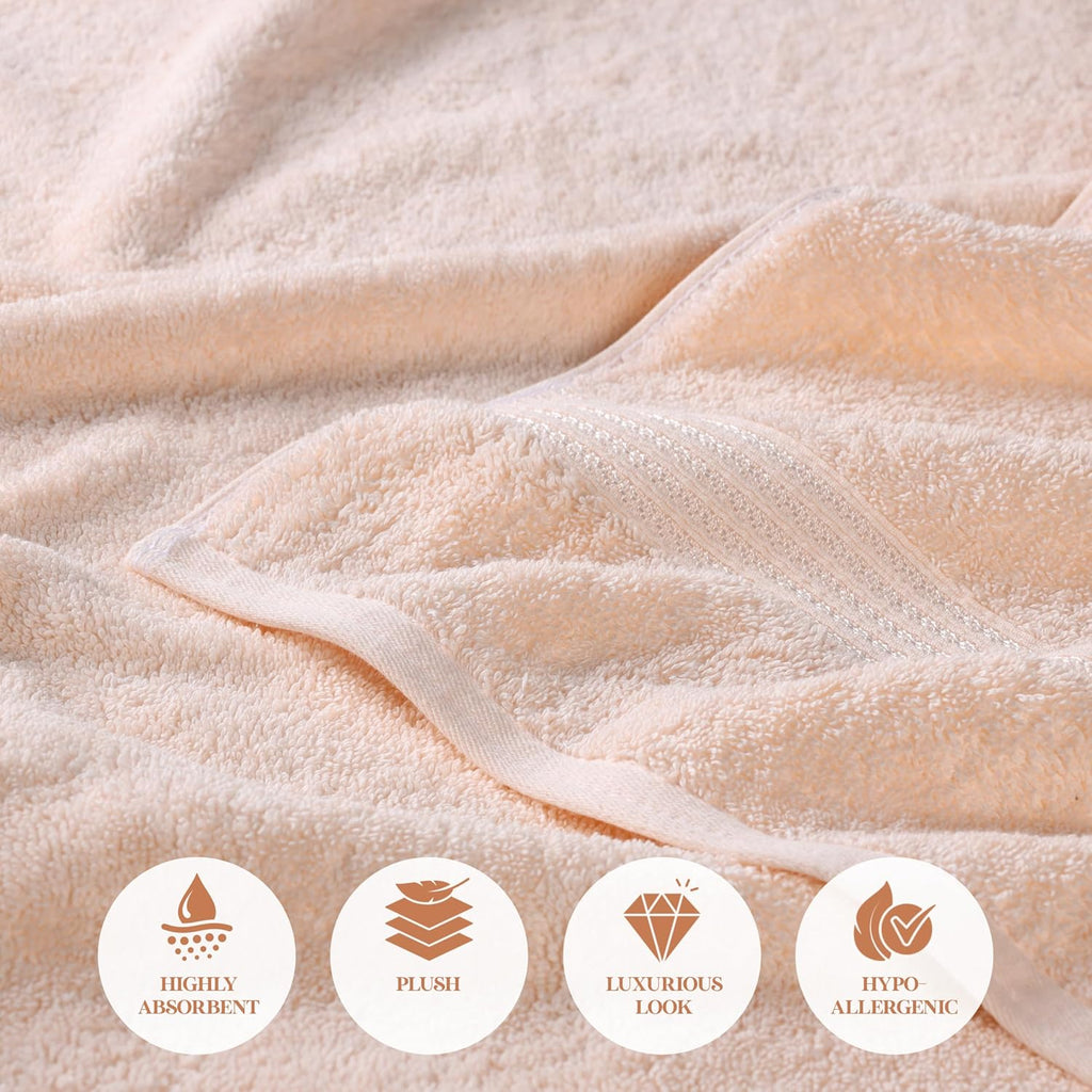 Superior Egyptian Cotton 12-Piece Towel Set, Assorted Towels for Home Bathroom, Guest Bath Decor Essentials, Includes 4 Bath, 4 Hand, 4 Face Towels/Washcloths, Quick Dry, Absorbent - Peach