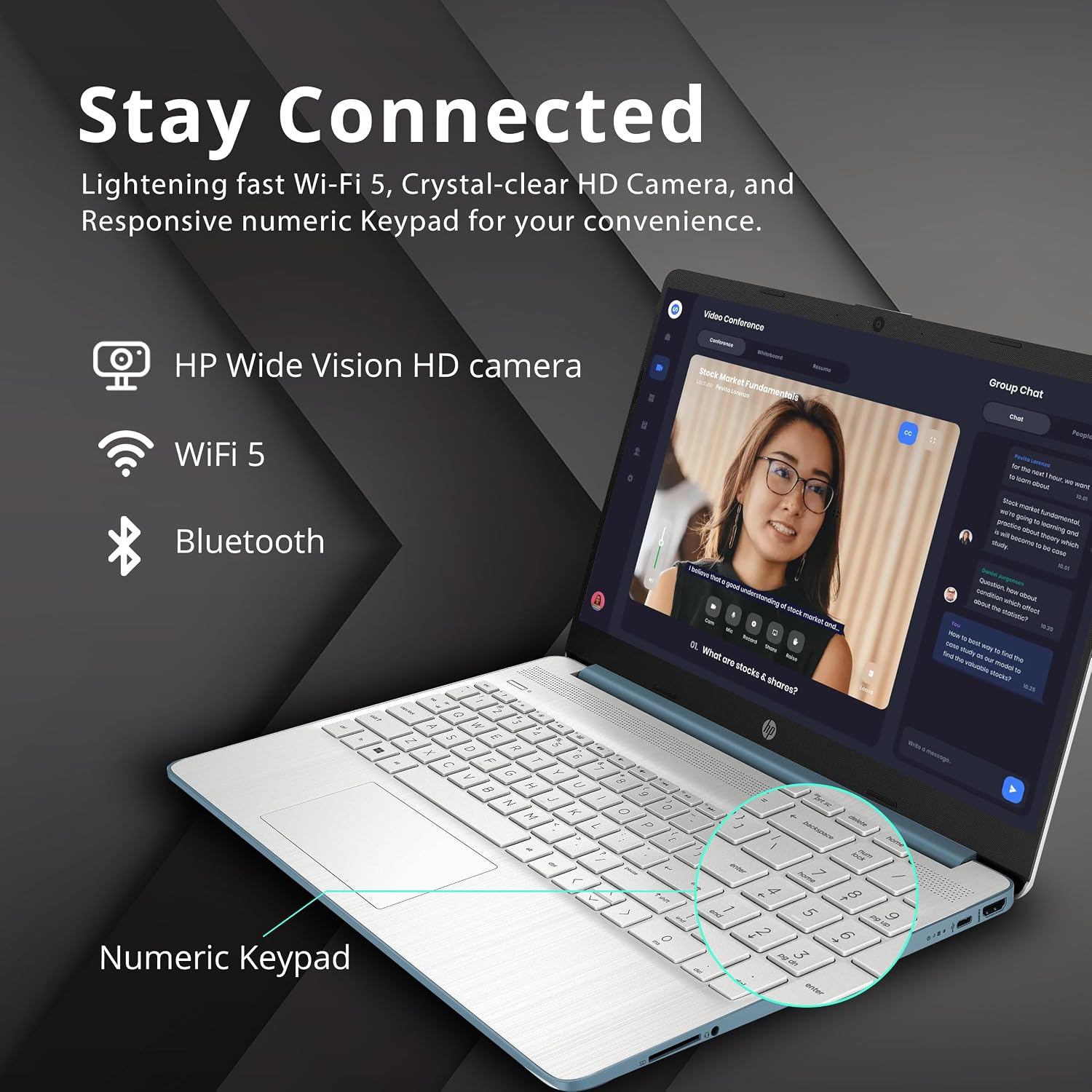 HP 15.6' FHD Laptop, AMD Ryzen 5-5500U, 32GB RAM, 1.16TB Storage (1TB SSD + 160GB Docking Station Set), AMD Radeon Graphics, Num Pad, Webcam, Bluetooth, Wi-Fi 5, Win 11 Pro, Blue