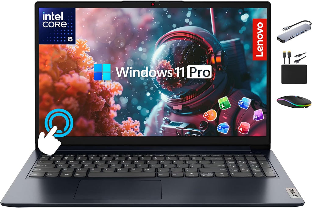 Lenovo IdeaPad Touchscreen Laptop 2025-2026 Business Computer, Lifetime Office, 15.6' FHD, 10-Core Intel i5, 16GB RAM, 1TB Storage (512GB SSD +500GB Ext), Long Battery, MarxsolAccessory, Win 11 Pro