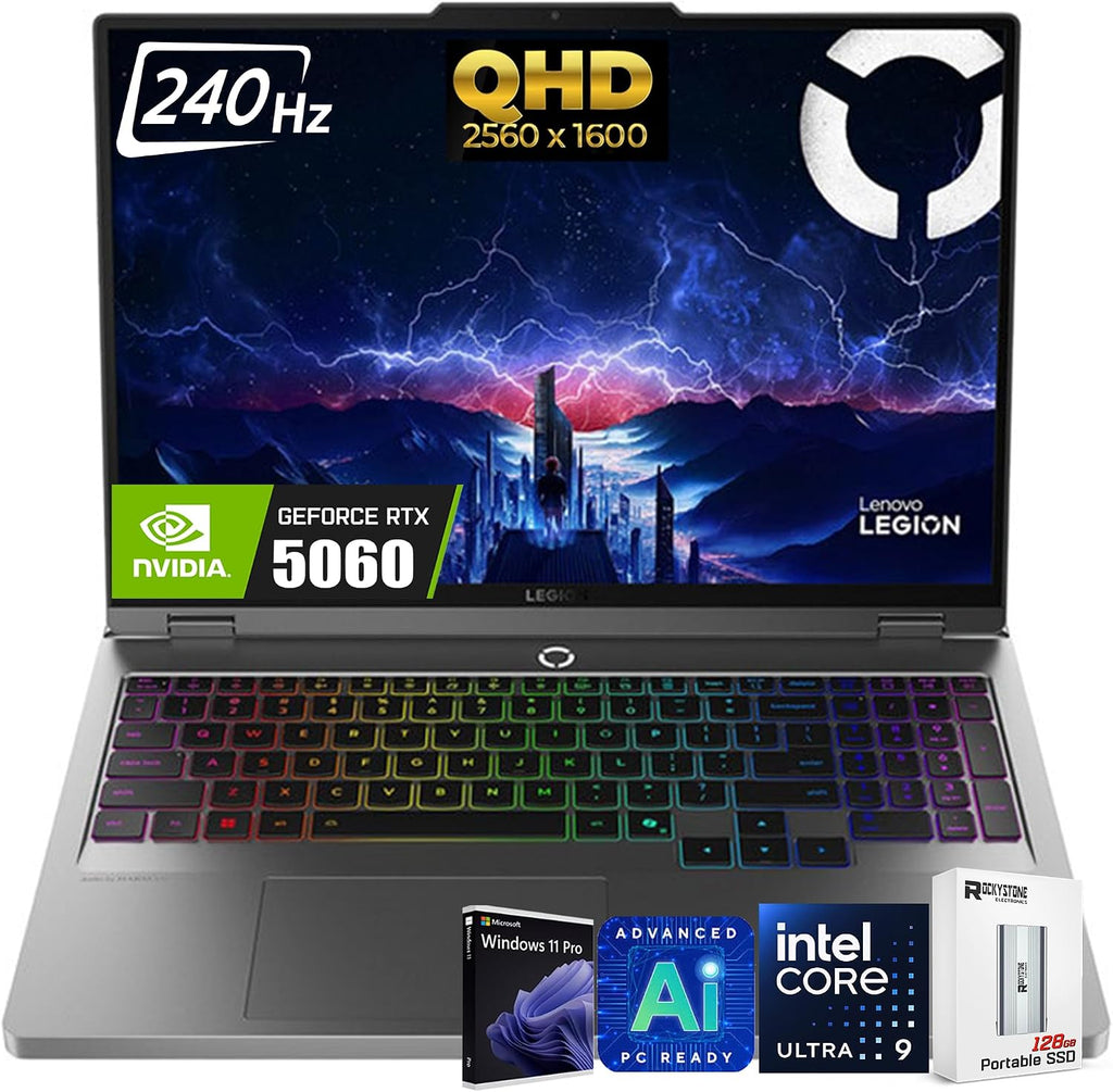 Lenovo Legion 5i 16' AI Gaming Laptop, 16' 240Hz WQXGA(2560x1600) IPS 500nits, Intel 24-Core Ultra 9 275HX, NVIDIA GeForce RTX 5060 8GB GDDR7, RGB Backlit, WiFi 7, Win11 PRO, W/128GB PSD(64GB|2TB SSD)