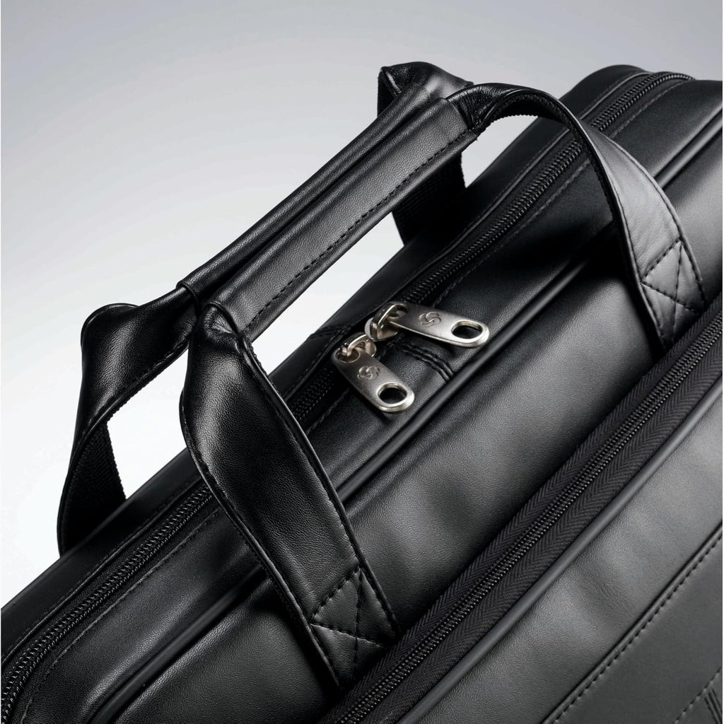 Samsonite Leather Slim Briefcase, Black, 16 Inch