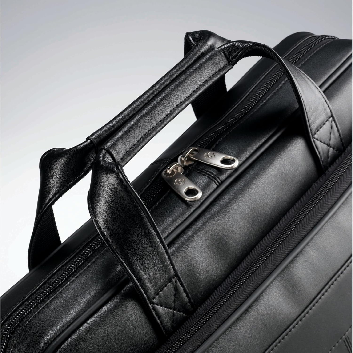 Samsonite Leather Slim Briefcase, Black, 16 Inch