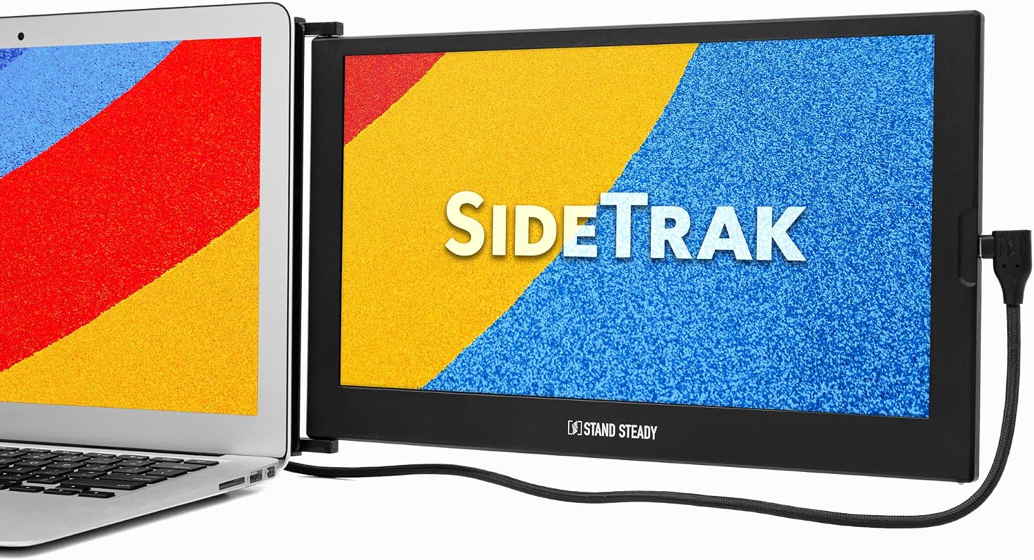SideTrak Slide Portable Monitor for Laptop 12.5' FHD 1080P IPS Attachable Laptop Screen | Efficient USB Power | Compatible with Mac & Chrome 13' -17' Laptops (Patent Pending) | Black