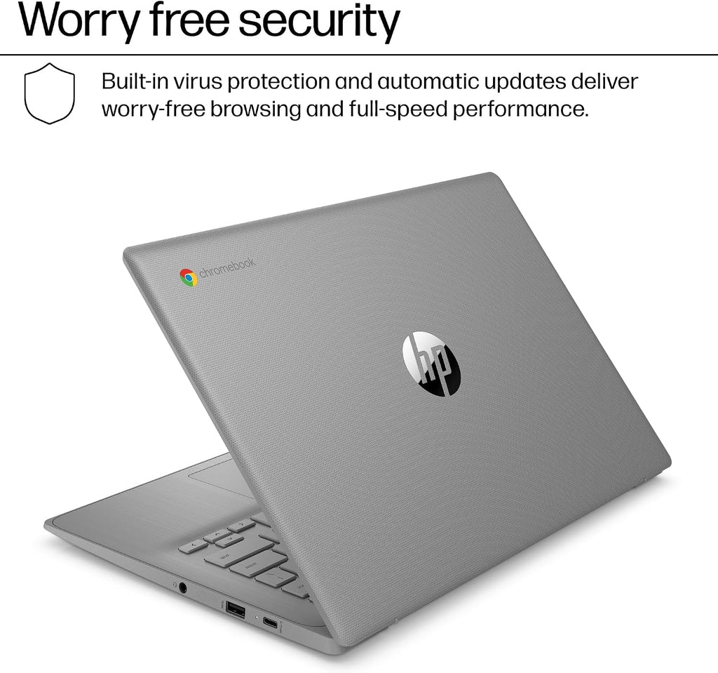 HP Chromebook 14 Laptop (14' Anti-Glare, Intel Celeron N4500, 4GB RAM, 192GB Storage (64GB + 128GB SD)) for Home & Student, Lightweight, Fast Charge, 10-Hr Battery Life, IST HUB, Wi-Fi 6, Chrome OS
