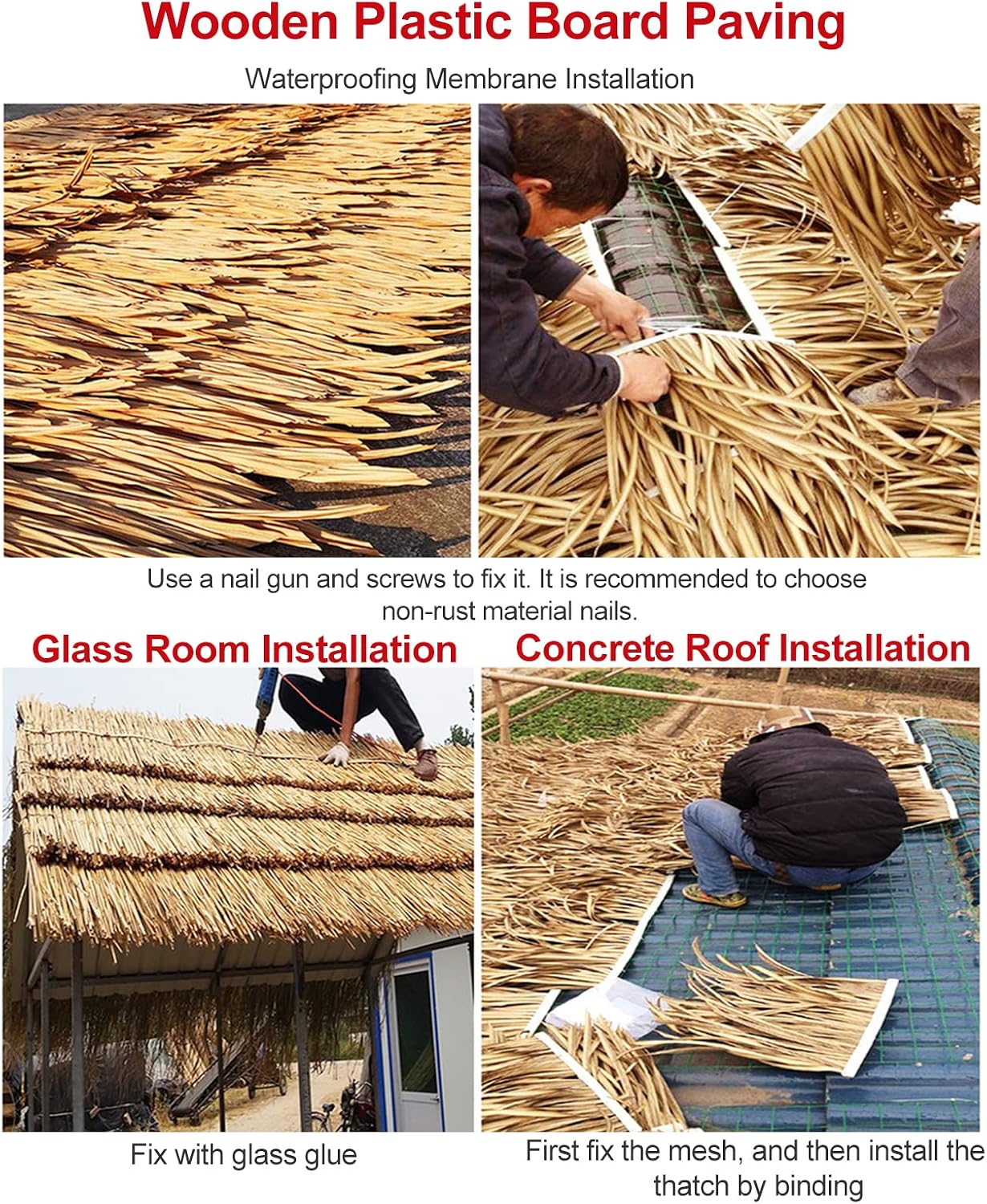 19.6″x32.8′ Mexican Palm Thatch Runner Roll Simulation Thatch Tile Plastic PE Roof Fake Straw Fireproof for Tiki Bar Garden Wooden House Pavilion Roof Decoration(Size:10m/32.8ft,Color:Straw Yellow)