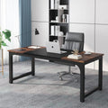 Tribesigns 70.8'Executive Desk, Large Office Computer Desk with Thicken Frame, Modern Simple Workstation Business Furniture for Home Office, Rustic Brown/Black