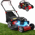 Self-Propelled Gas Lawn Mower, 131cc Engine 18-Inch Walk-Behind Push Mower with 50L Grass Bag, 3-in-1 Cutting, 8-Level Height Adjustment and Foldable Design
