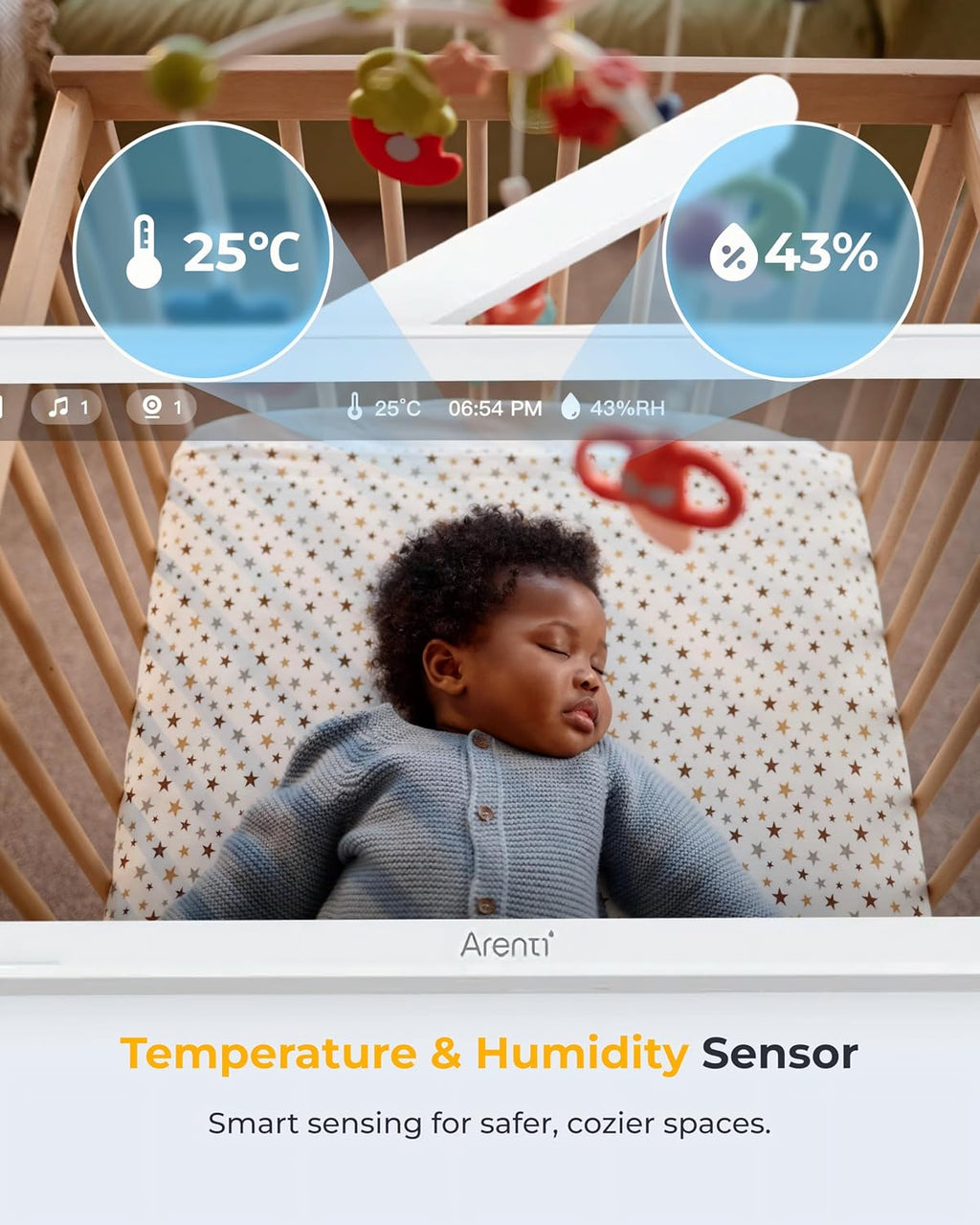 ARENTI 4MP Baby Monitor with 2 Cameras, 5' Screen Video Baby Monitor, Dual-Band 2.4G/5G WiFi with App, Split-Screen View, Auto Tracking, Cry&Motion Detection, Temp&Humidity, Night Vision, 2-Way Talk
