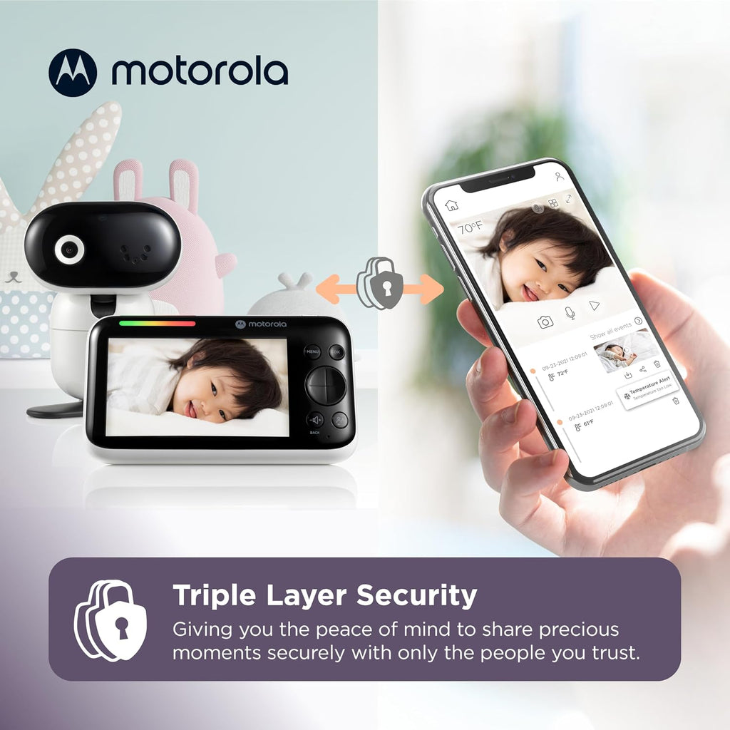 Motorola Nursery WiFi Baby Monitor with Camera, 5' Screen, Wall Mount, Long Range, 2-Way Audio, Temperature Sensor, Motorized, Lullabies, PIP1610 HD Connect