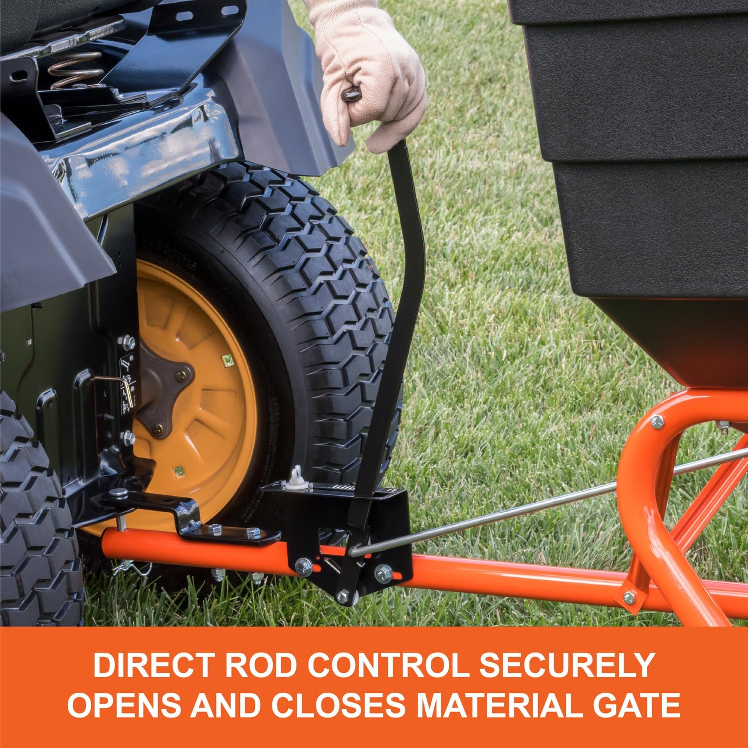 Agri-Fab 45-0547 185 lb. Tow-Behind Lawn & Garden Broadcast Spreader for Seed,Fertilizer,Salt,Ice Melt; Easy to use Flow Control from Seat of Riding Lawn Mower