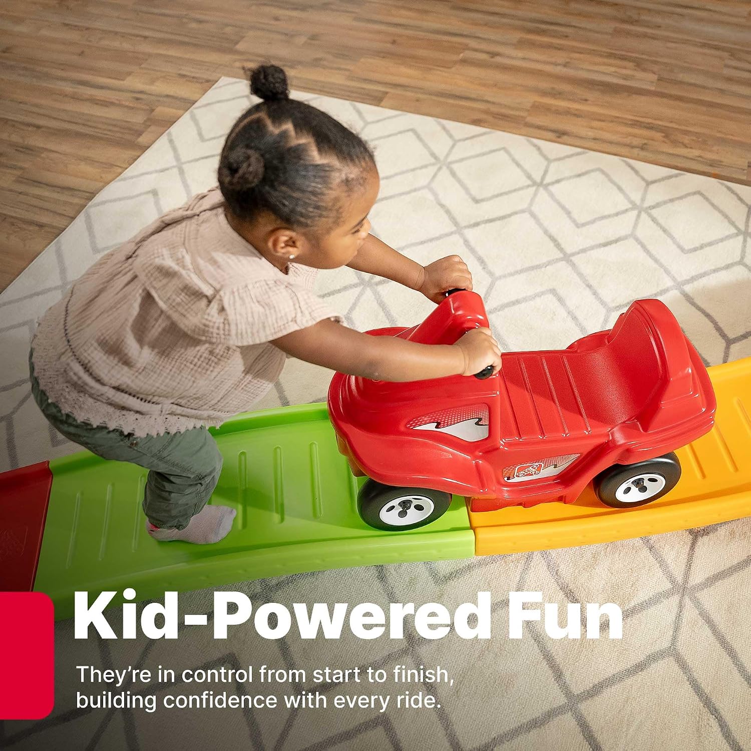 Step2 Up & Down Roller Coaster Kids Ride On Toy, Push Car, Indoor/Outdoor Playset, Made of Durable Plastic, Max Weight 50 lbs., For Toddlers 2-5 Years Old, Multicolor