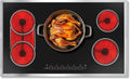 36 Inch Electric Cooktop, 5 Burner Stove Top Touch Control, 36' Glass Ceramic Stove Top 9600W with BBQ & Flexible Zone, Child Lock, Timer, Overheat Protection, 220-240V Hard Wired (No Plug)