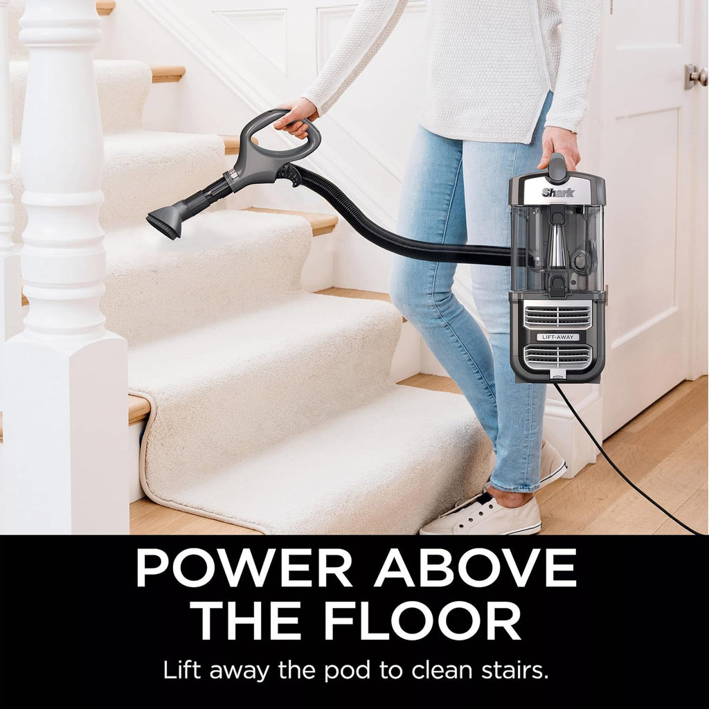 SHARK UV730 Navigator Lift-Away Upright Vacuum, PowerFins HairPro Self-Cleaning Brushroll, HEPA Filter with Anti-Allergen Technology, LED Headlights, Swivel Steering, Gray