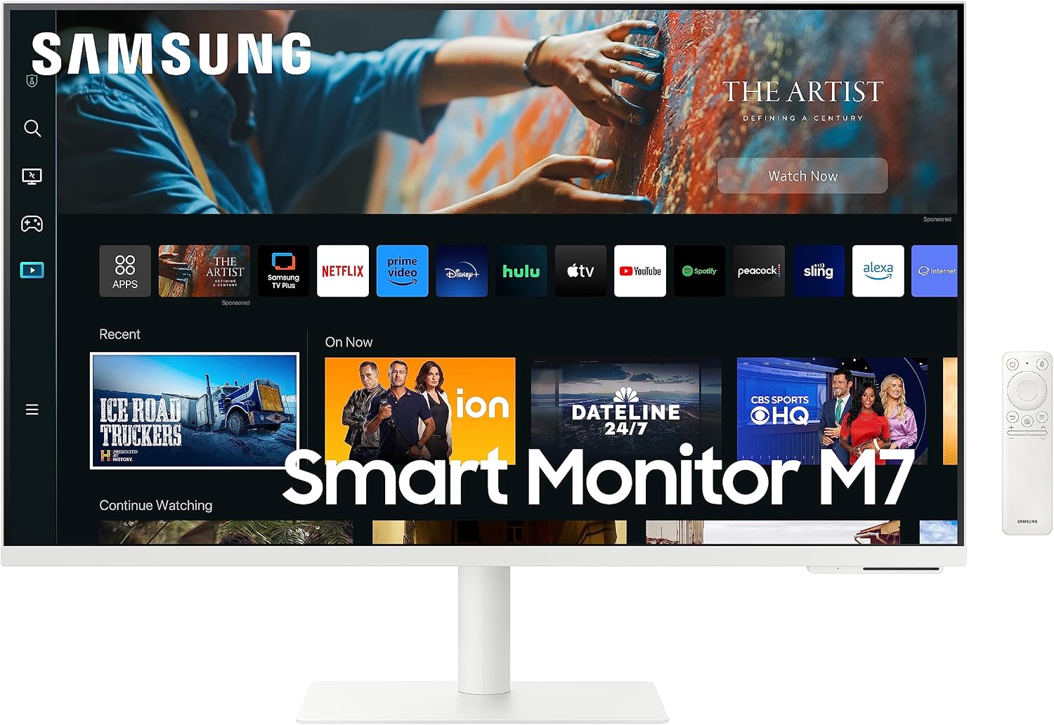 Samsung 32-Inch M70C Series UHD Smart Computer Monitor w/Streaming TV, Gaming Hub, Adjustable Stand, Remote PC Access, Slimfit Camera, Multiple Ports, Mobile Connectivity, LS32CM703UNXZA, White