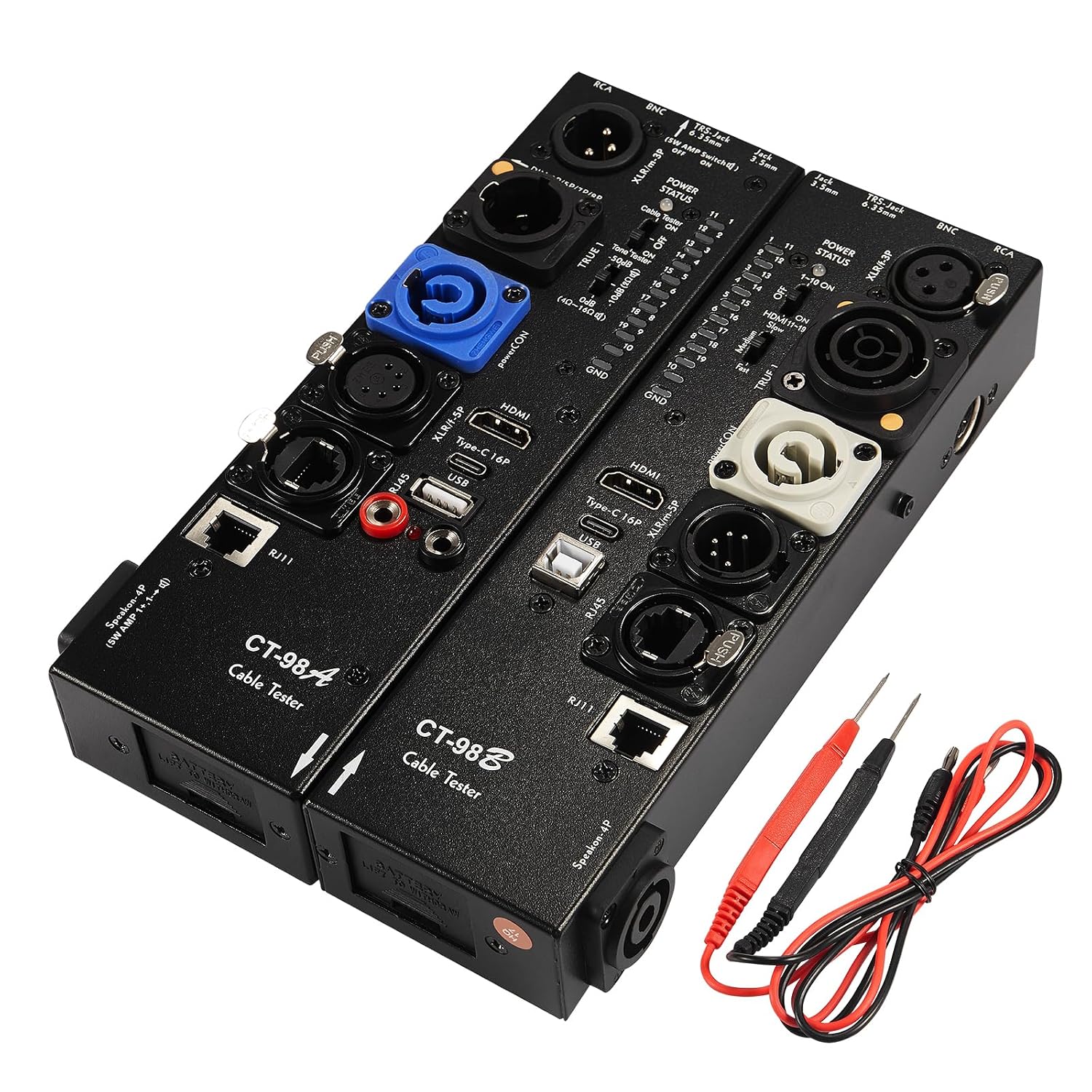 MFL. Detachable Professional Cable Tester, Multi-Interface Audio Line Checker, HDMI Type-C USB RCA BNC Testing Device with LED Indicators, Black
