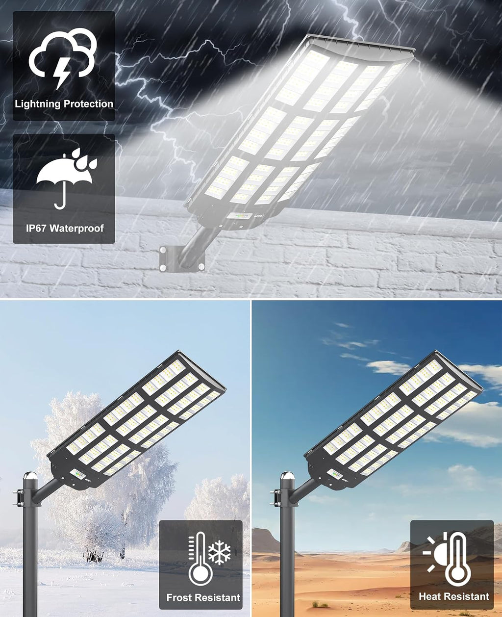 JAYNLT Y-12000W Solar Street Lights Outdoor,3000K/4000K/6500K Commercial Parking Lot Lights Dusk to Dawn,Solar Flood Lights Outdoor for Basketball Court, Yards, Driveways, Farms