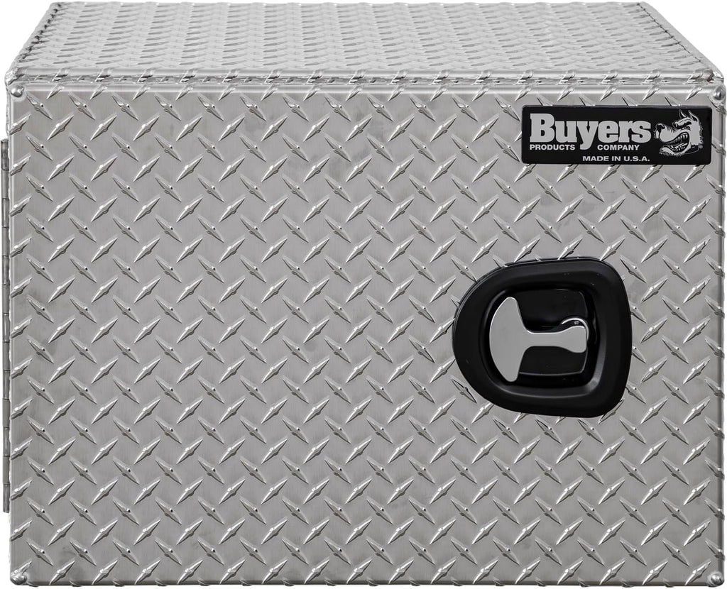 Buyers Products 1705200 Underbody Truck Tool Box with Barn Doors, 18x18x24 Inch, Diamond Tread Aluminum, Made in USA, Compression Latch, Weather Resistant, Toolbox for Flatbeds, Trailers & Work Trucks