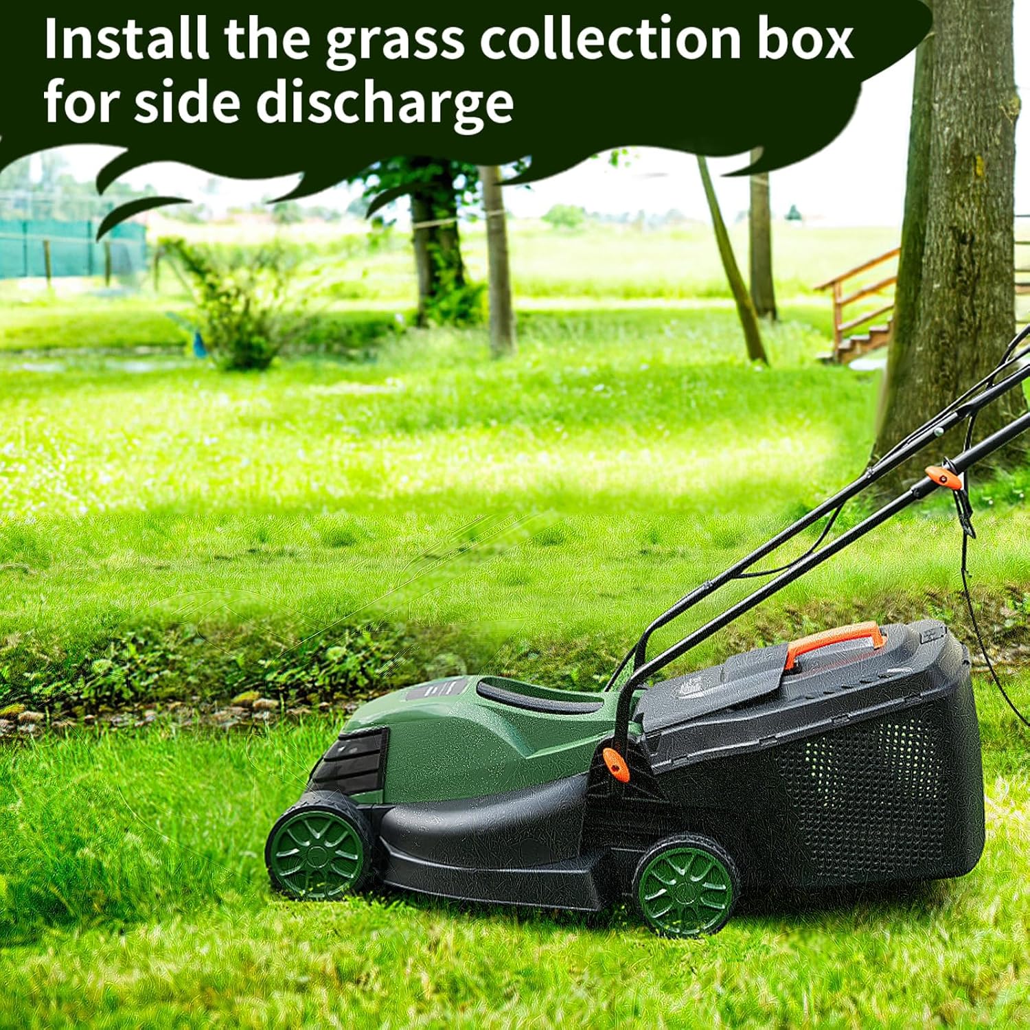Goplus Lawn Mower, Electric Lawn Mowers with Grass Collection Box, 12 AMP Motor, 14' Cutting Deck, 3 Adjustable Cutting Positions, Walk-Behind Small Corded Lawnmower for Garden Farm Yard