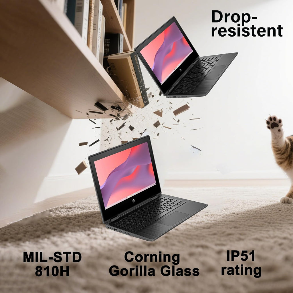 HP Chromebook Pro X360 Fortis 11 2-in-1 Laptop (11.6' Touchscreen, Intel Processor, 4GB RAM, 160GB Storage (32GB+128GB)), Rugged & Spill-Resistant, Convertible, Students & Education, Webcam, Chrome OS