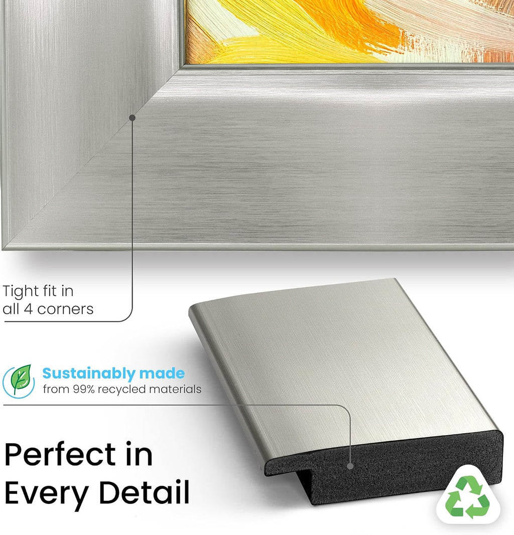 Frame My TV Deco TV Frames - Brushed Stainless Smart Frame Compatible ONLY with Samsung The Frame TV and Pro (55', Fits 2021-2025 Frame TV)