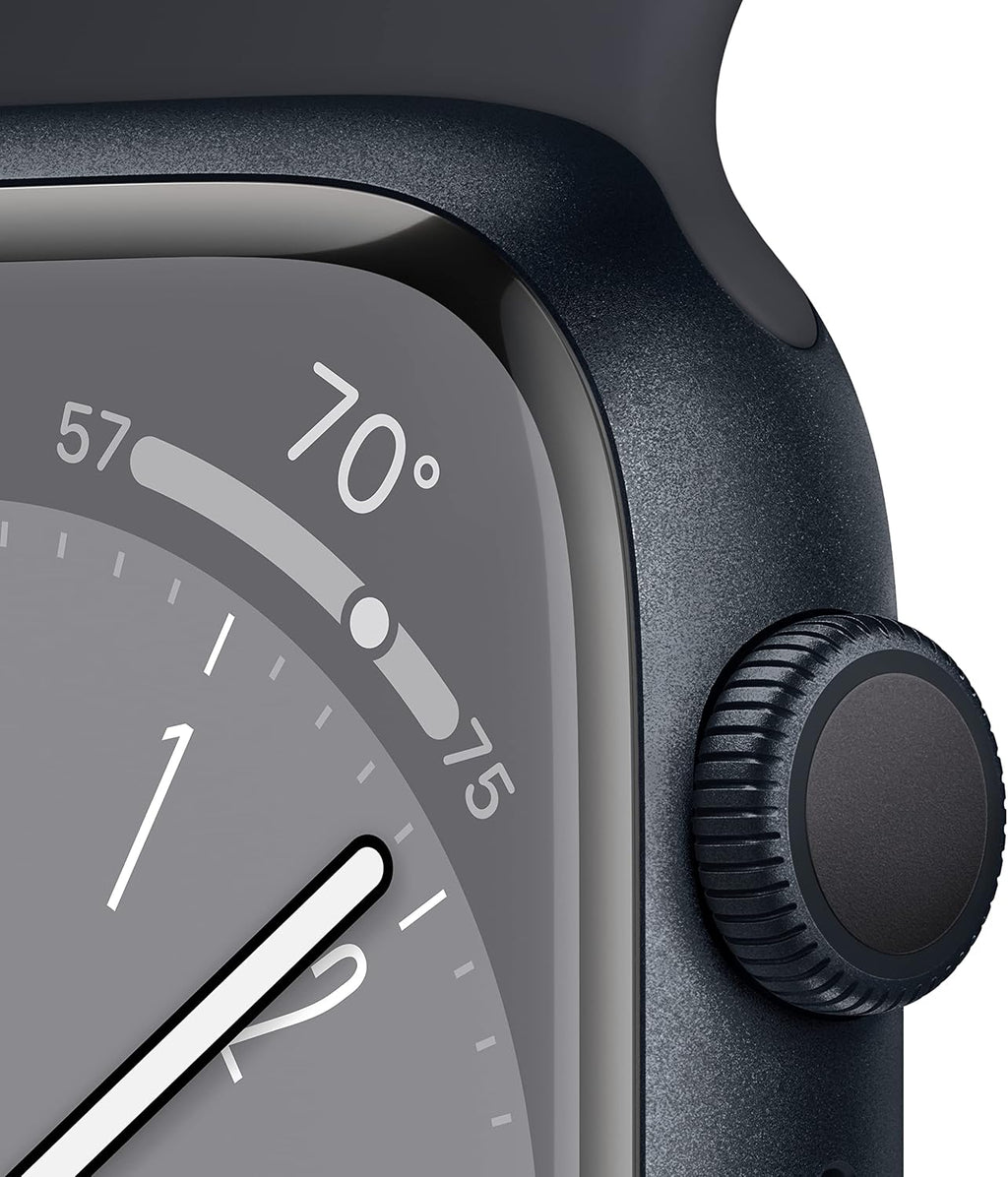 Apple Watch Series 8 [GPS, 45mm] - Midnight Aluminum Case with Midnight Sport Band, M/L (Renewed)