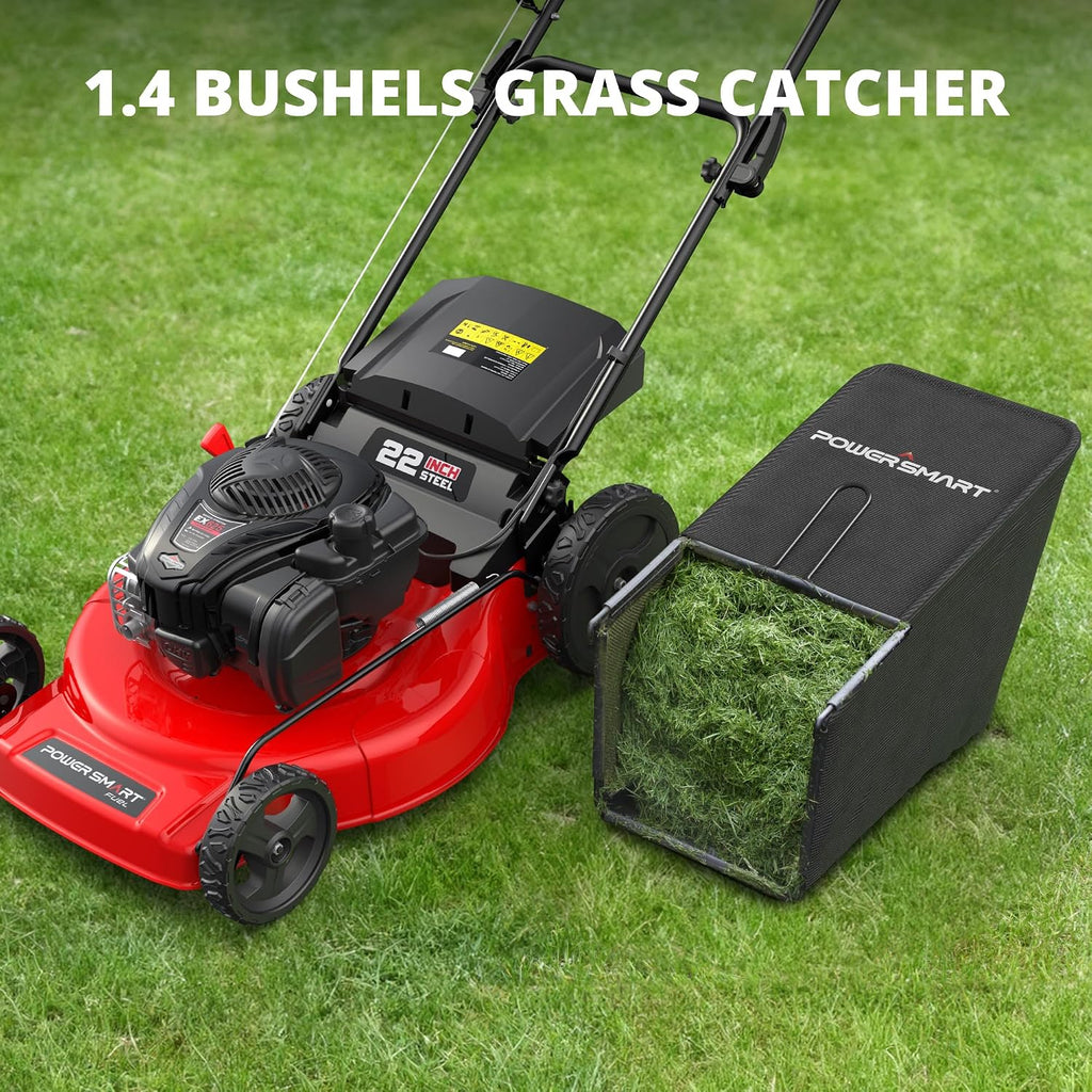 PowerSmart 22' Gas Lawn Mower, 150cc B&S Engine, Self-Propelled, 3-in-1 Mulching System, 6 Cutting Heights, Rear-Wheel Drive, Durable Steel Deck for Yard