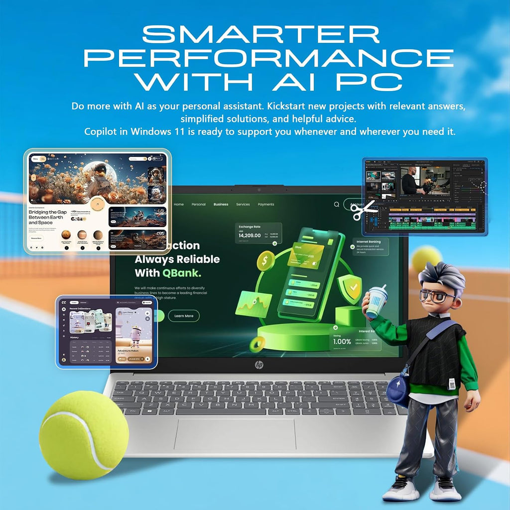 HP 15.6-inch Touchscreen Laptop Computer for Business & Student - 16GB RAM, 512GB SSD, Intel 13th Gen i3 1315U, HD Touch Display, AI Copilot, Wifi6, Fast Charge, HD Camera, Win 11 Pro, Accessories