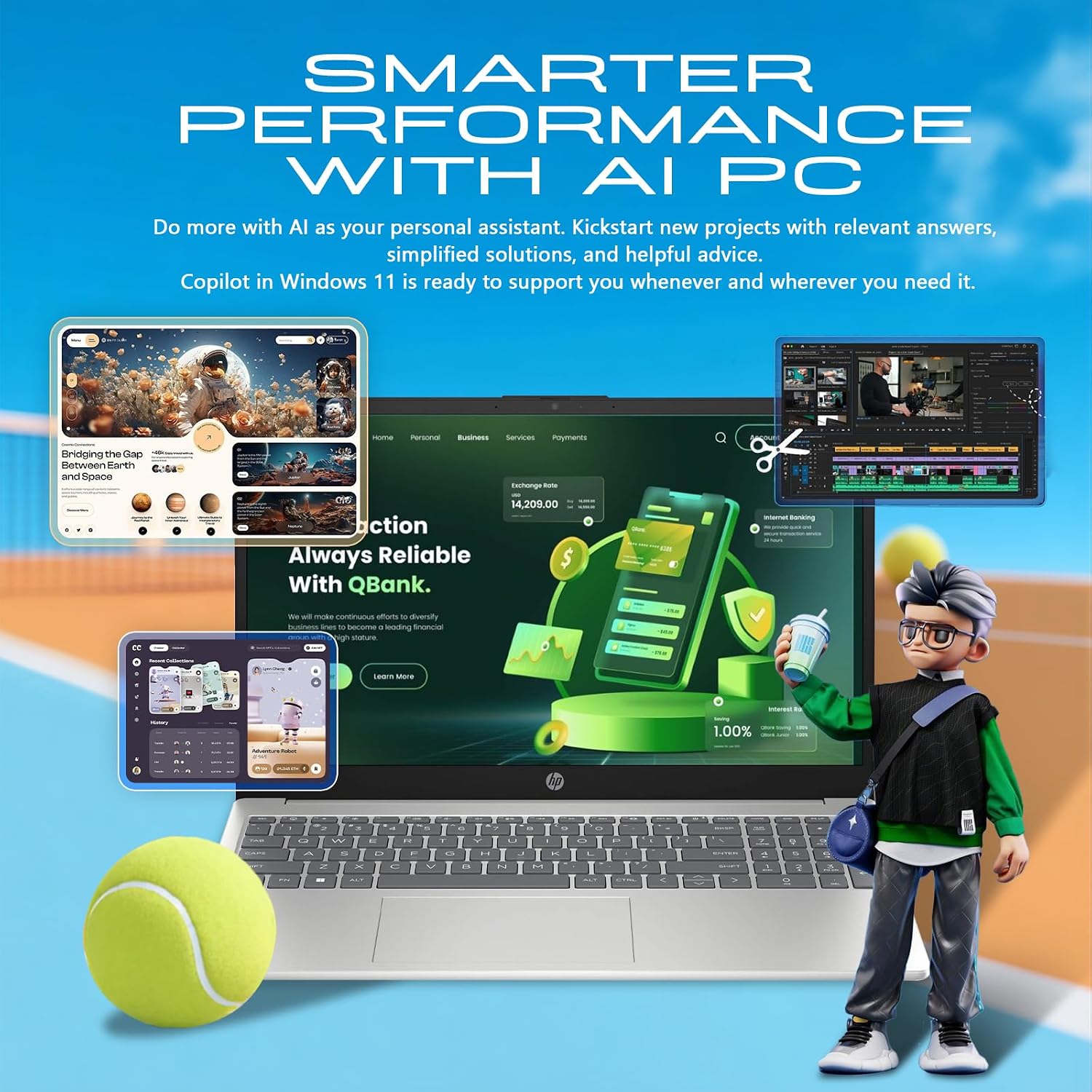 HP 15.6-inch Touchscreen Laptop Computer for Business & Student - 16GB RAM, 512GB SSD, Intel 13th Gen i3 1315U, HD Touch Display, AI Copilot, Wifi6, Fast Charge, HD Camera, Win 11 Pro, Accessories