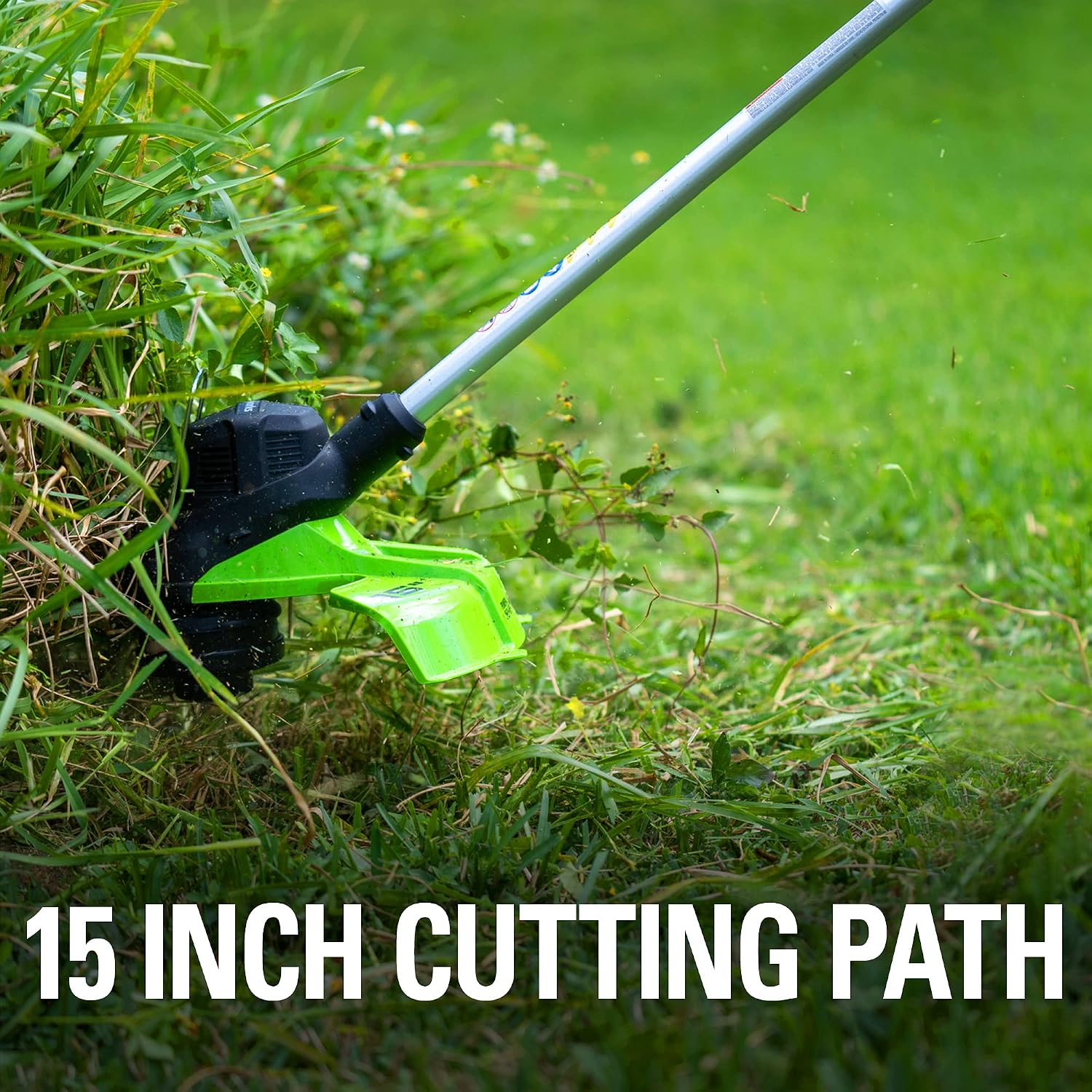 Greenworks 48V (24V x 2) 15' String Trimmer, (2) 2Ah Batteries and 4A Dual Port Charger Included