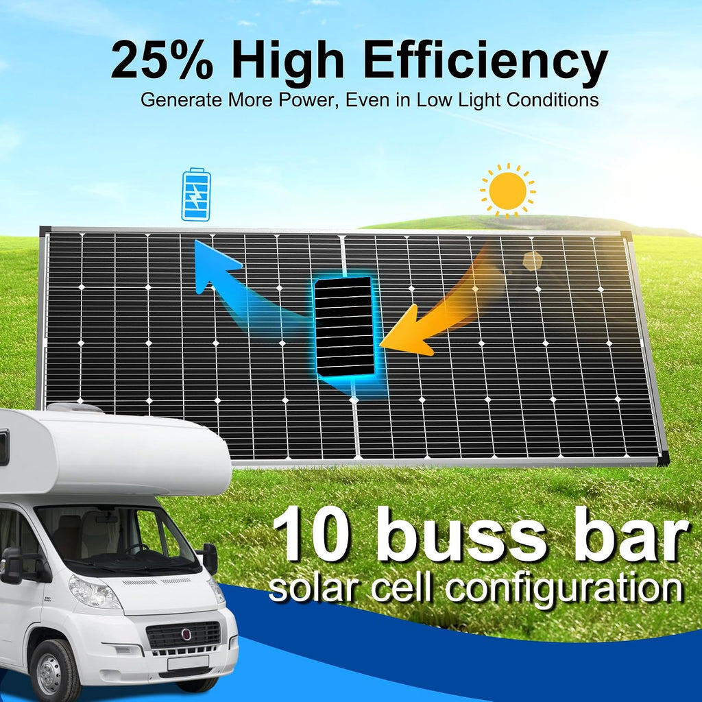 Solar Panel 250W 12 Volt 10BB Cell,Monocrystalline High-Efficiency 250 Watt 12V PV Module Power Charger for RV Caravan Marine Camper Rooftop Farm Battery and Other Off-Grid Applications