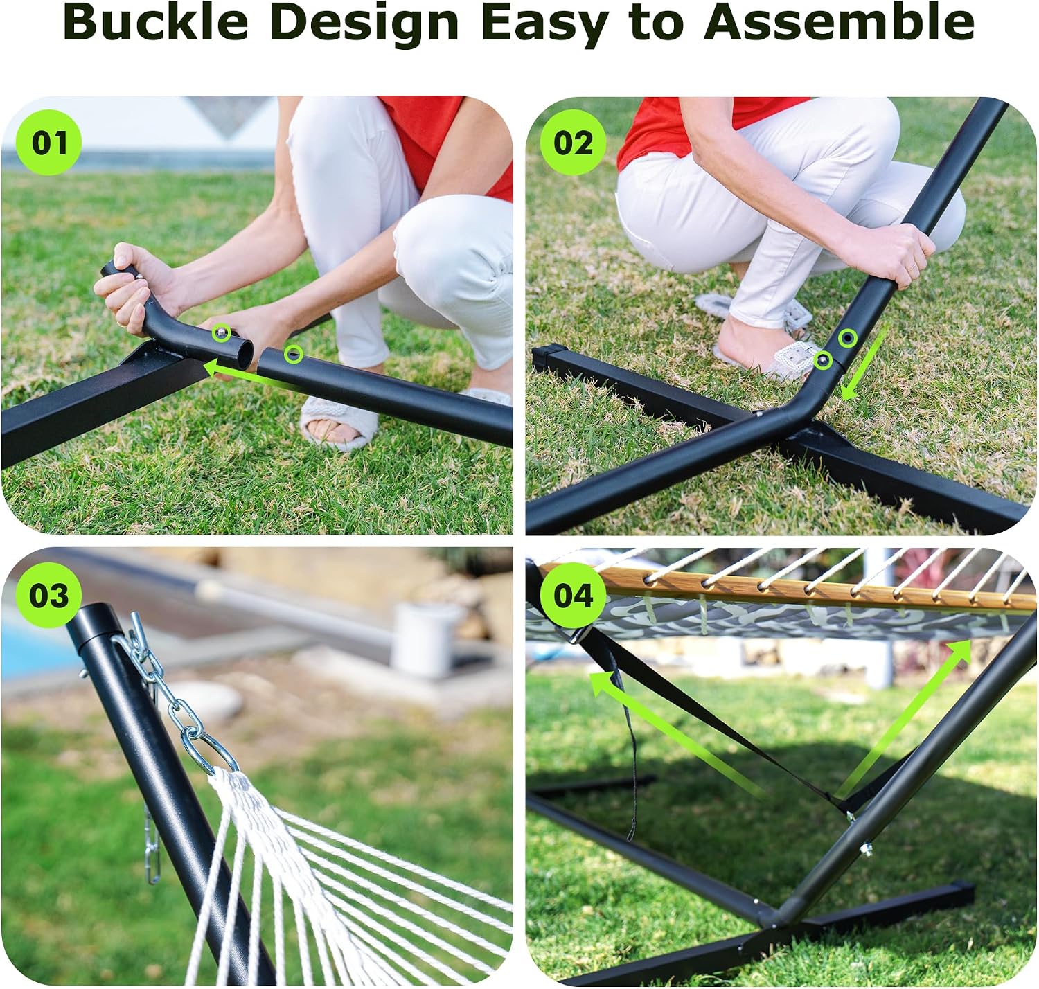 ANAGOO Double Hammock with Stand, Heavy Duty Outdoor Hammock for Two, 500 LBS Capacity, Stable Steel Frame with Balance Strap, Easy Tool-Free Assembly for Patio, Garden, Backyard & Beach,Blue