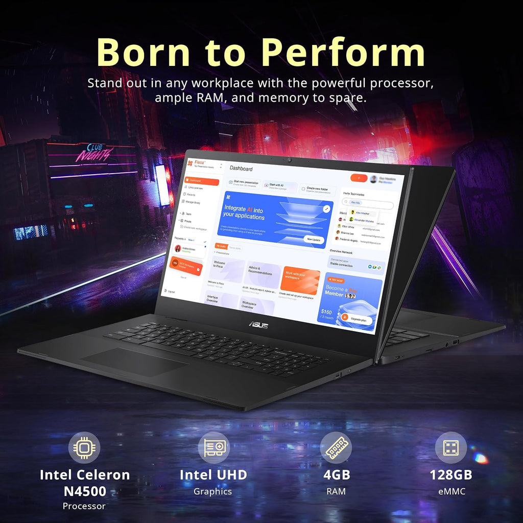 ASUS Chromebook CX1700 17.3' FHD Laptop, Intel Celeron N4500 Processor, 4GB RAM, 128GB eMMC Flash Memory, Intel UHD Graphics, 720P Webcam, Wi-Fi 6, Bluetooth, Chrome OS, Gray (Renewed)
